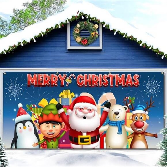 Christmas Garage Door Banner 16 x 7 ft Merry Christmas...
